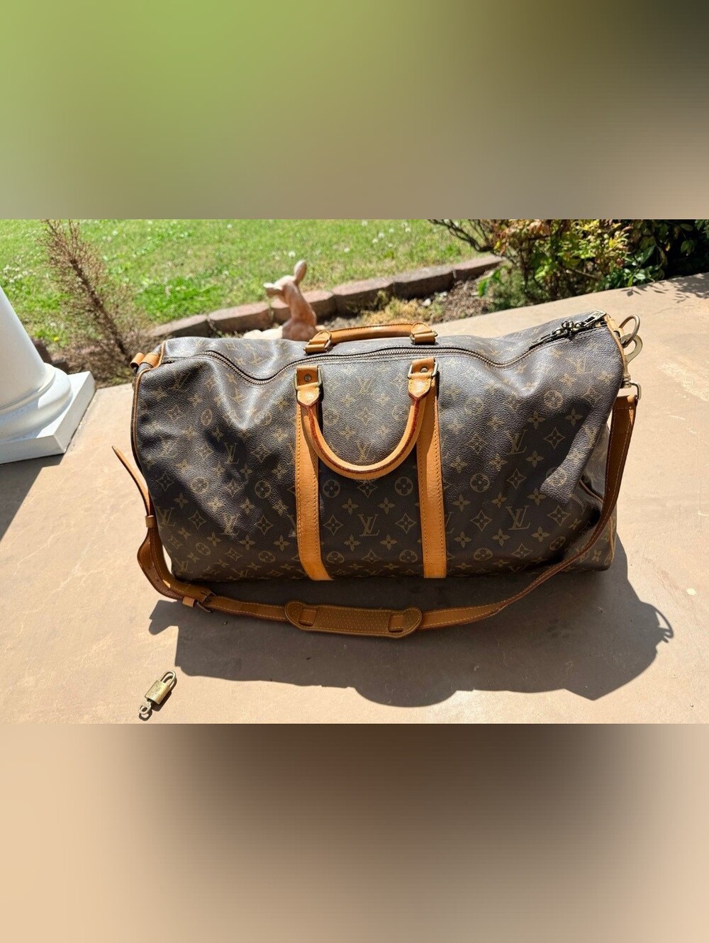 Authentic Louis Vuitton Brown Monogram Holdall Duffel Bag